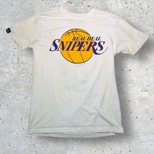 Sniper Gang Apparel Real Deal Snipers Basketball T-Shirt Medium White Lakers